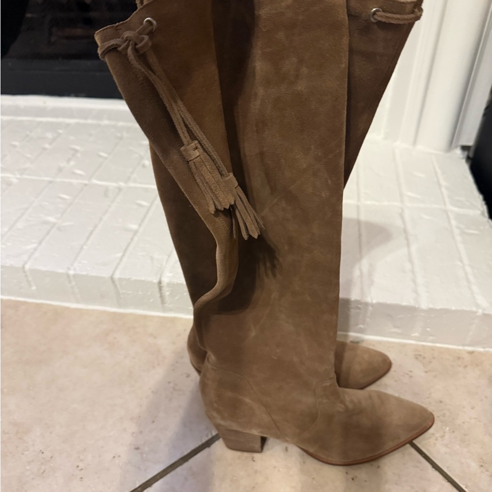 Sole Society Women’s Aresa Tassel Brown Knee High Boots